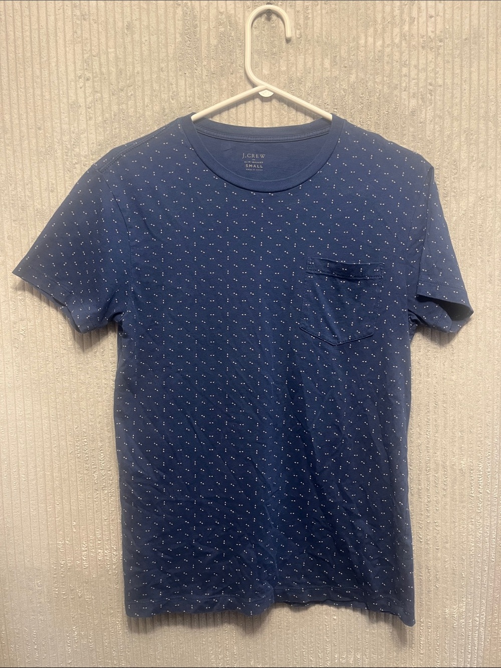 J. Crew Navy Micro Dot Pocket Tee Small